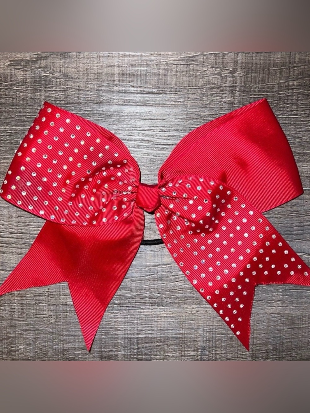 💞 New Large Red Rhinestone Cheer Bow Hair Tie